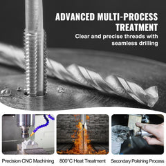 Close-up of a precision CNC-machined steel thread with heat treatment and polishing processes.