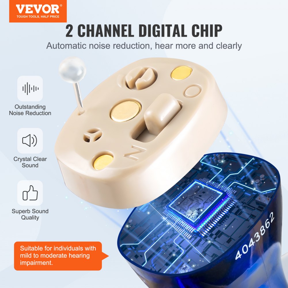 Hearing Aids for Senior Rechargeable Hearing Amplifiers & 8 Pair Ear Domes