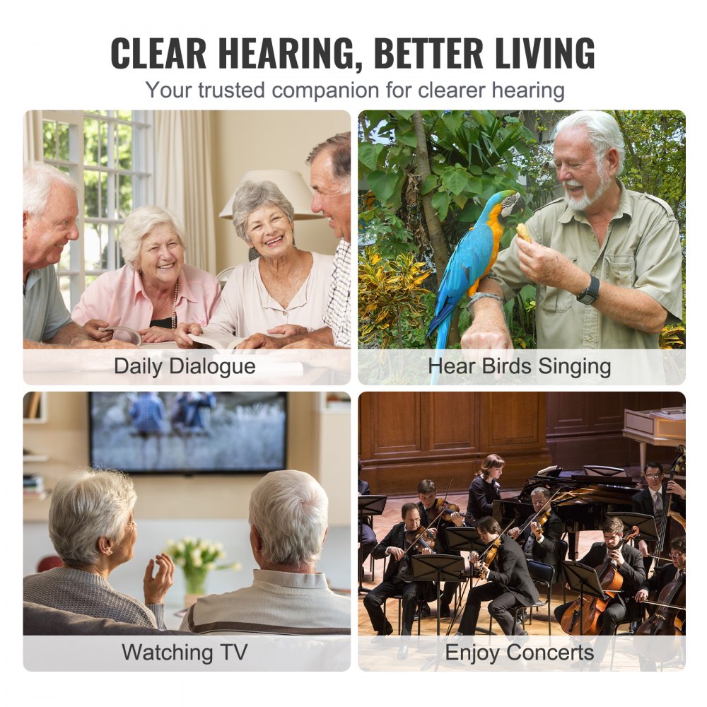 Hearing Aids for Senior Rechargeable Hearing Amplifiers & 8 Pair Ear Domes