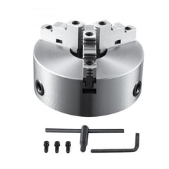 3-Jaw Lathe Chuck, 10``, Self-Centering Lathe Chuck, 0.24-9.84 in/6-250 mm Clamping Range with T-key Fixing Screws Hexagon Wrench, for Lathe 3D Printer Machining Center Milling Drilling Machine