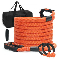 7/8" x 30` Kinetic Recovery Tow Rope 30,580lbs, Heavy-Duty Off Road Snatch Strap with 2 Soft Shackles (41750lbs) Extreme Duty 30% Elasticity Energy Snatch Strap Jeep Car Truck ATV Tractor