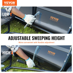 Lawn Sweeper, 48.5", 26 cu. ft. Tow Behind Yard Sweeper, Dumping Rope Design & Heavy Duty, Durable to Use, Leaf & Grass Collector with Adjustable Sweeping Height for Picking Up Debris and Grass