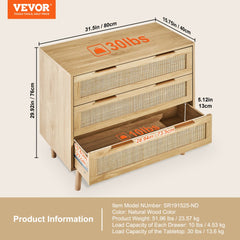 Rattan Drawer Dresser Natural Rattan Closet Dresser 3 Drawers for bedroom