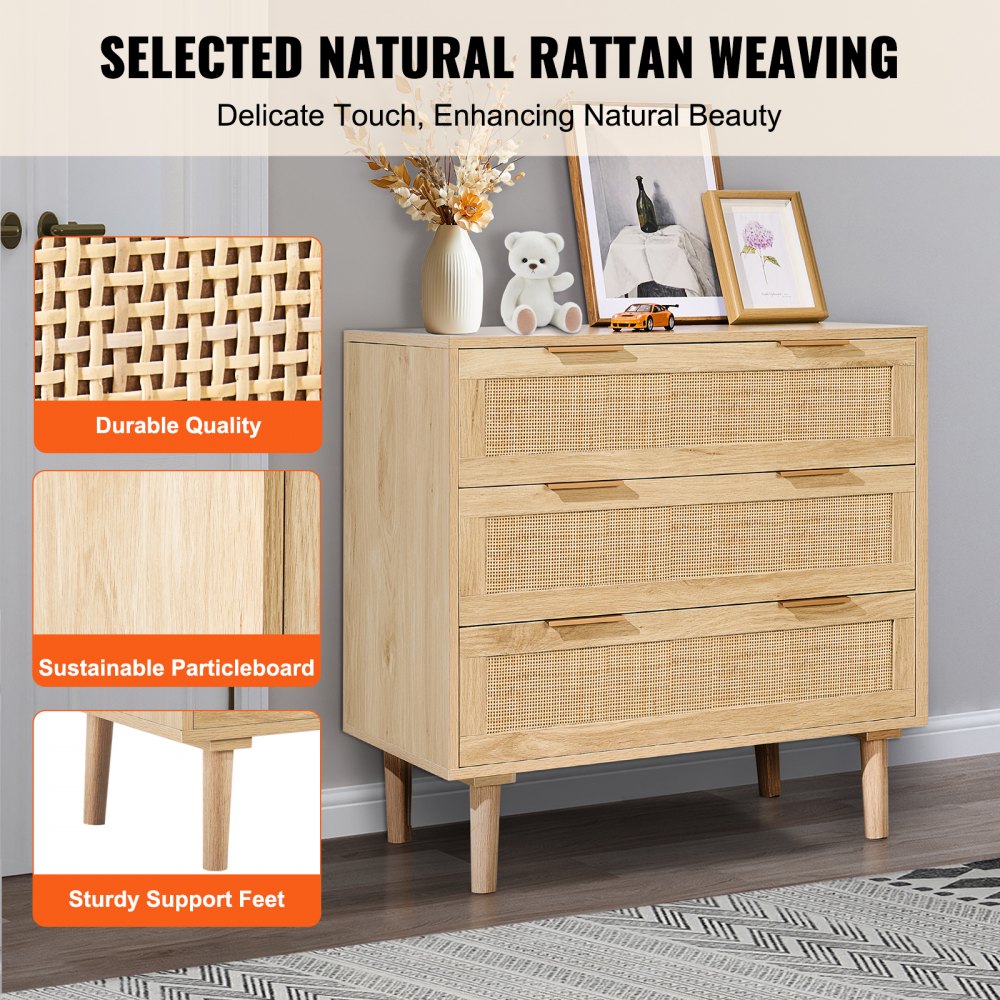 Rattan Drawer Dresser Natural Rattan Closet Dresser 3 Drawers for bedroom