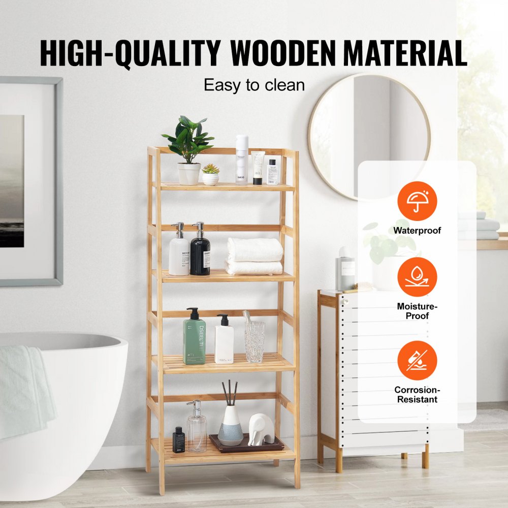 Bamboo Bookshelf 4 Tiers Bamboo Ladder Bookshelf Trapezoid Storage Rack