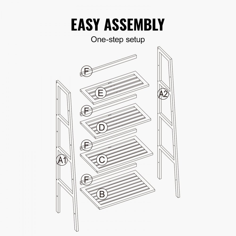 Bamboo Bookshelf 4 Tiers Bamboo Ladder Bookshelf Trapezoid Storage Rack