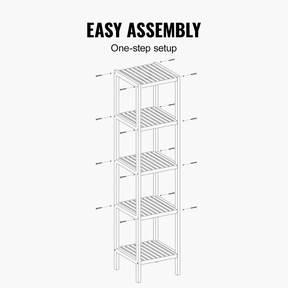 Corner Standing Bookshelf 5-Tier Bamboo Ladder Narrow Shelf Plant Stand