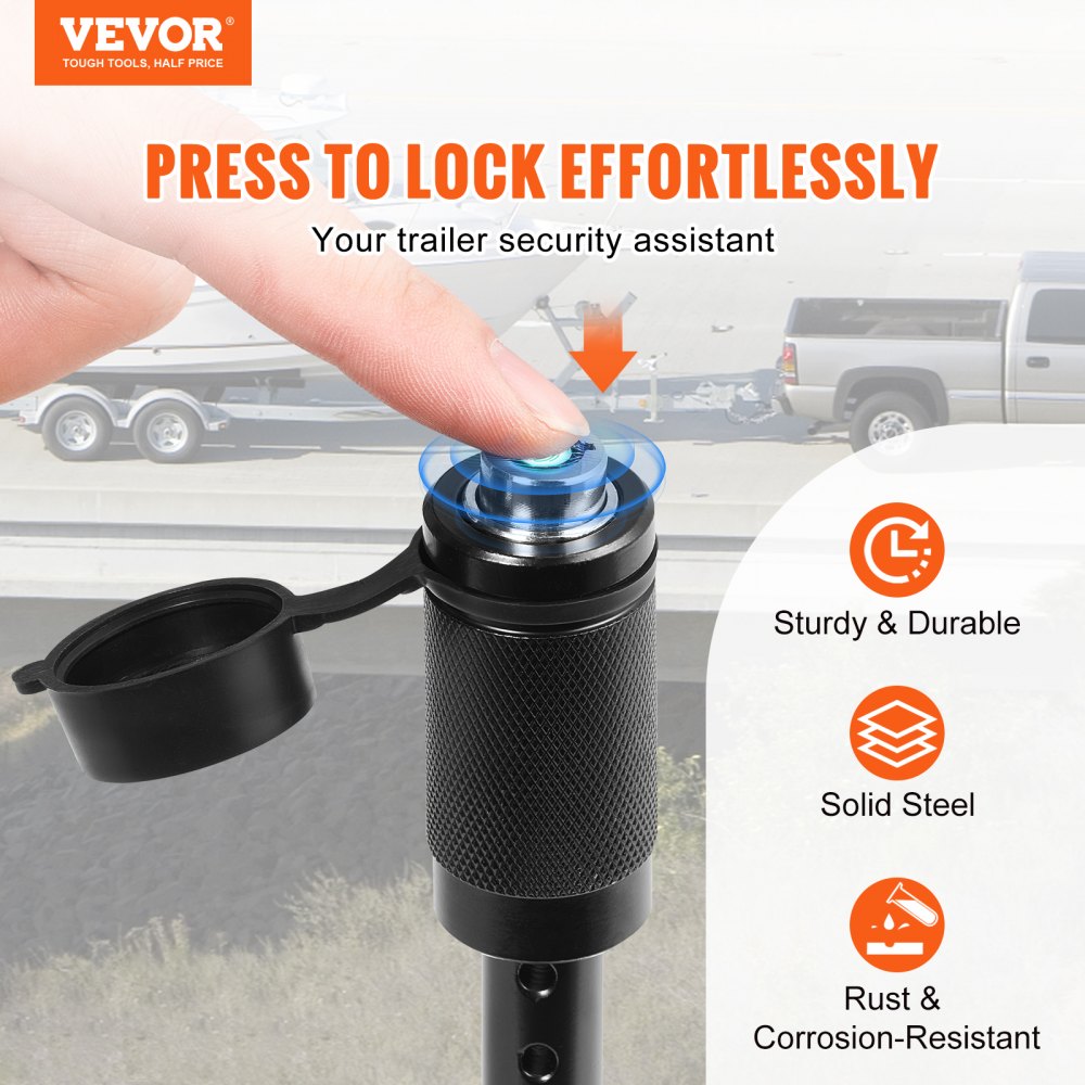 Trailer Hitch Lock, 5/8-inch Diameter, Locking Receiver Pin with 2 Keys and 4 O-Rings, Weatherproof Anti-Theft Tow Lockable Pin with Dust, Mud & Gunk Protection, Fits for Truck, Boat, Bike, Car