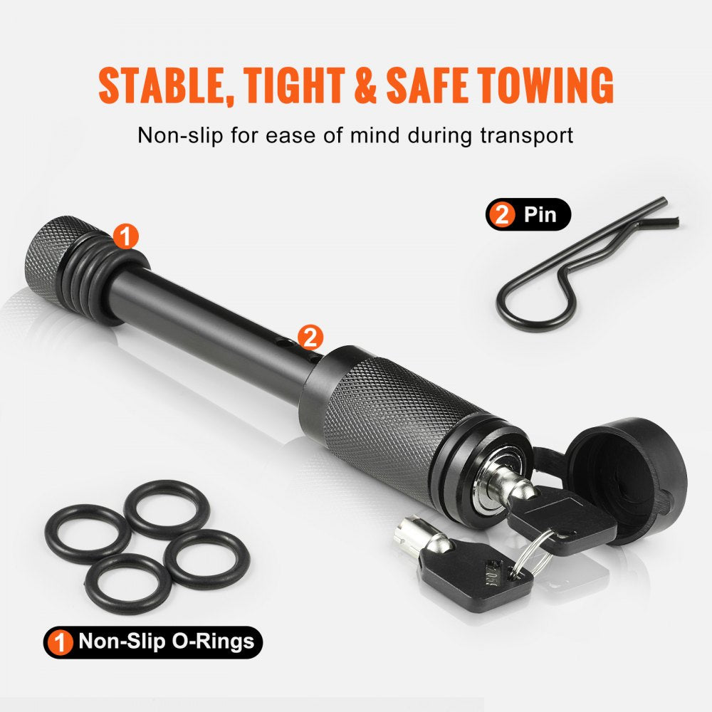 Trailer Hitch Lock, 5/8-inch Diameter, Locking Receiver Pin with 2 Keys and 4 O-Rings, Weatherproof Anti-Theft Tow Lockable Pin with Dust, Mud & Gunk Protection, Fits for Truck, Boat, Bike, Car