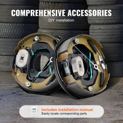 Electric Trailer Brake Assembly, 10" x 2.25", 1 Pair Self-Adjusting Electric Brakes Kit for 3500 lbs Axle, 4-Hole Mounting, Backing Plates for Brake System Part Replacement (1 Right + 1 Left)