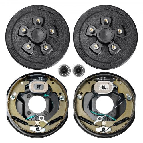Trailer Hub Drum Kits 5 on 4.5" B.C. with 10" x 2.25" Electric Brakes, Self-Adjusting Trailer Brake Assembly for 3500 lbs Axle, 4-Hole Mounting, Backing Plates for Brake System Part Replacement