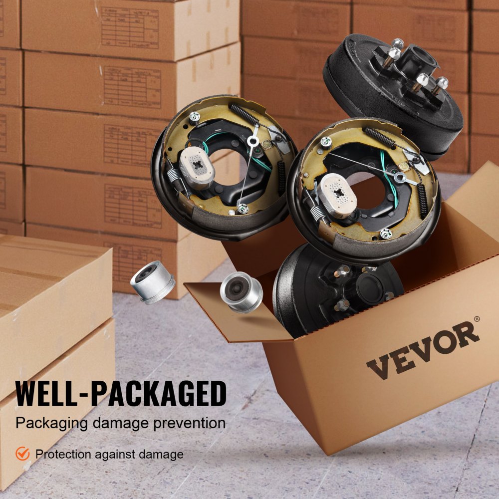 Trailer Hub Drum Kits 5 on 4.5" B.C. with 10" x 2.25" Electric Brakes, Self-Adjusting Trailer Brake Assembly for 3500 lbs Axle, 4-Hole Mounting, Backing Plates for Brake System Part Replacement