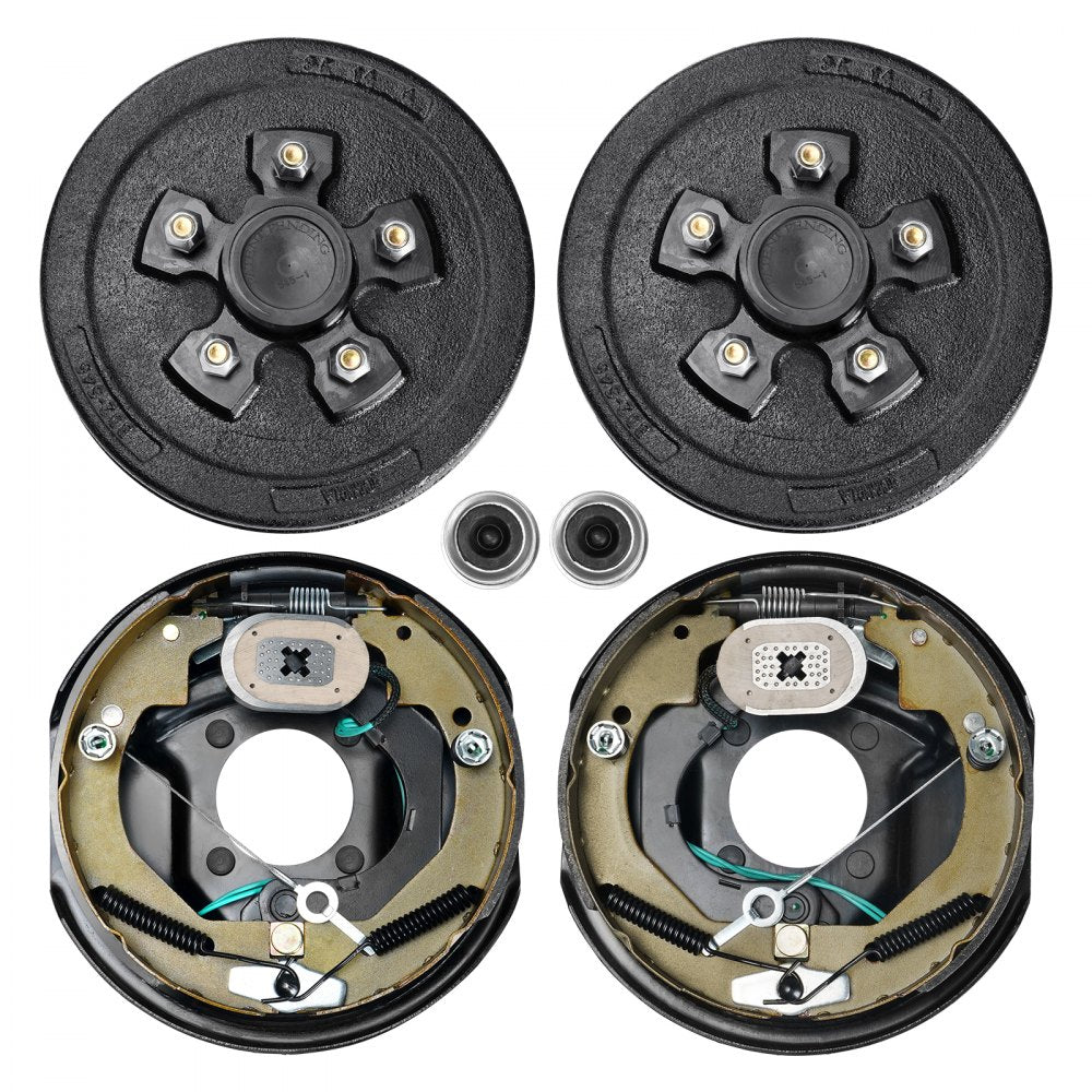 Trailer Hub Drum Kits 5 on 4.5" B.C. with 10" x 2.25" Electric Brakes, Self-Adjusting Trailer Brake Assembly for 3500 lbs Axle, 4-Hole Mounting, Backing Plates for Brake System Part Replacement