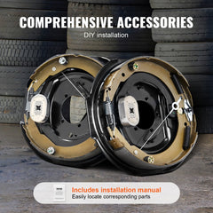 Electric Trailer Brake Assembly, 12" x 2", 1 Pair Self-Adjusting Electric Brakes Kit for 7000 lbs Axle, 5-Hole Mounting, Backing Plates for Braking System Part Replacement (1 Right + 1 Left)