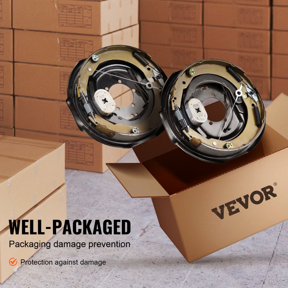 Electric Trailer Brake Assembly, 12" x 2", 1 Pair Self-Adjusting Electric Brakes Kit for 7000 lbs Axle, 5-Hole Mounting, Backing Plates for Braking System Part Replacement (1 Right + 1 Left)