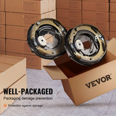 Electric Trailer Brake Assembly, 12" x 2", 1 Pair Self-Adjusting Electric Brakes Kit for 7000 lbs Axle, 5-Hole Mounting, Backing Plates for Braking System Part Replacement (1 Right + 1 Left)