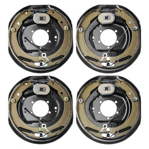 Electric Trailer Brake Assembly, 12" x 2", 2 Pairs Self-Adjusting Electric Brakes Kit for 7000 lbs Axle, 5-Hole Mounting, Backing Plates for Braking System Part Replacement (2 Right + 2 Left)