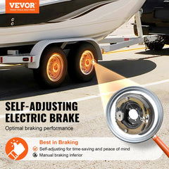 Electric Trailer Brake Assembly, 12" x 2", 2 Pairs Self-Adjusting Electric Brakes Kit for 7000 lbs Axle, 5-Hole Mounting, Backing Plates for Braking System Part Replacement (2 Right + 2 Left)