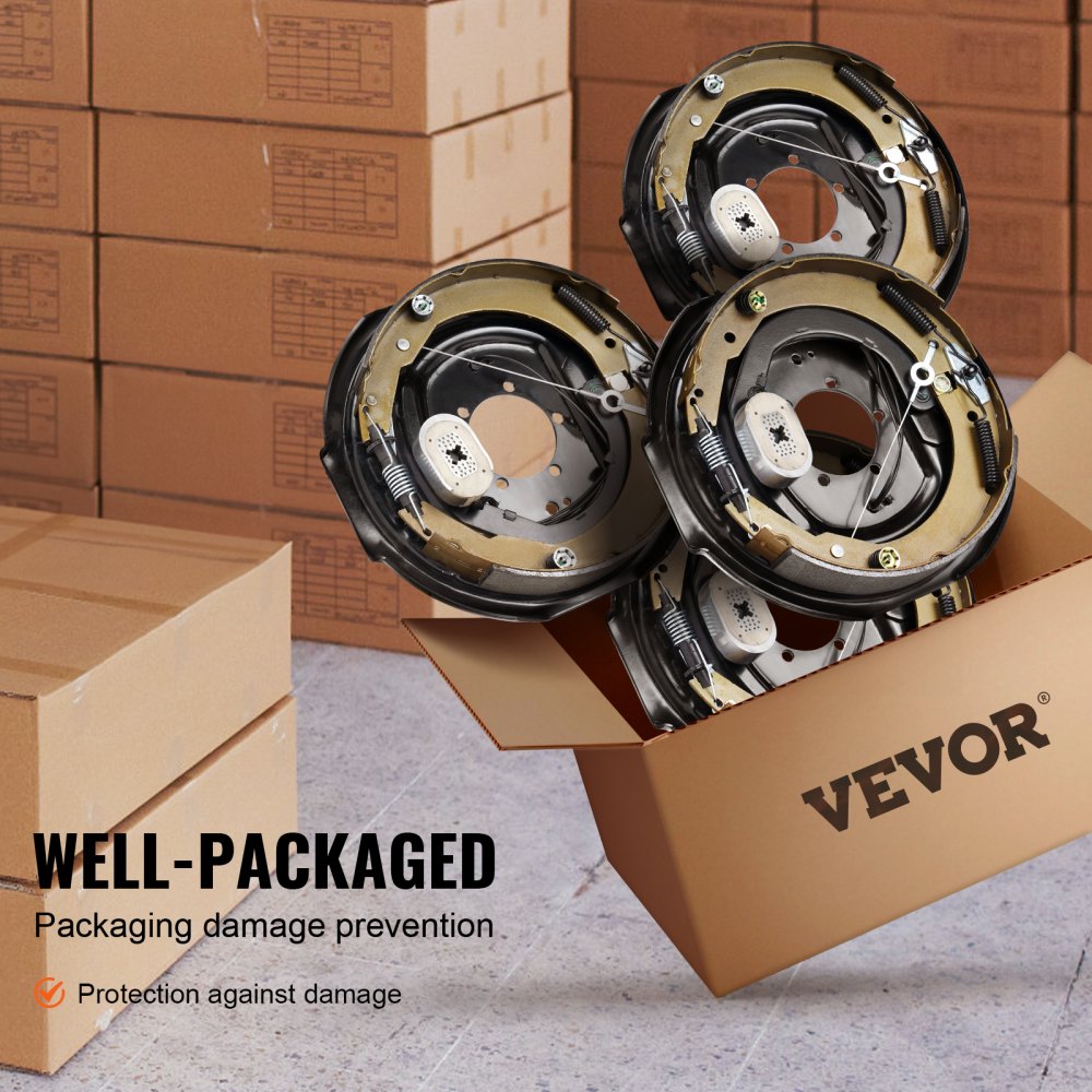 Electric Trailer Brake Assembly, 12" x 2", 2 Pairs Self-Adjusting Electric Brakes Kit for 7000 lbs Axle, 5-Hole Mounting, Backing Plates for Braking System Part Replacement (2 Right + 2 Left)