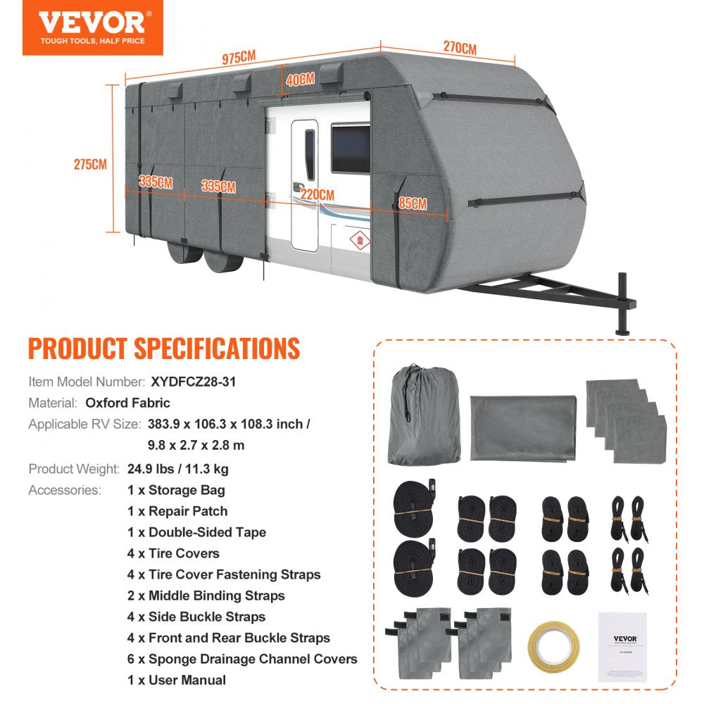 Trailer Travel RV Cover 28-31 ft Class A Camper Cover 300D Oxford Fabric