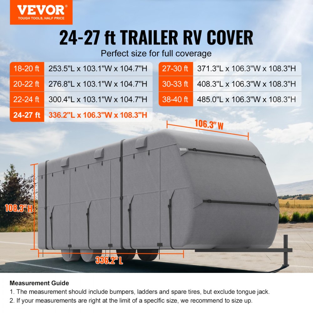 Trailer Travel RV Cover 24-27 ft Class A Camper Cover Non-Woven Fabric