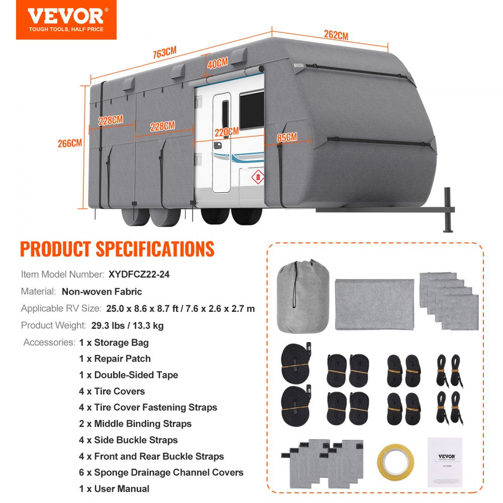 Trailer Travel RV Cover 22-24 ft Class A Camper Cover Non-Woven Fabric