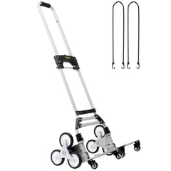 Stair Climbing Cart, 220 lbs Capacity Hand Truck with Adjustable Handle, Folding Dolly Cart for Stairs, Stair Climbing Dolly Hand Carts with 10 Wheels for Shopping, Moving, Office Use