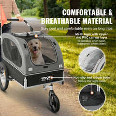 Black and gray Bostome 2-in-1 dog bike trailer and pet stroller with adjustable handle and easy access doors.
