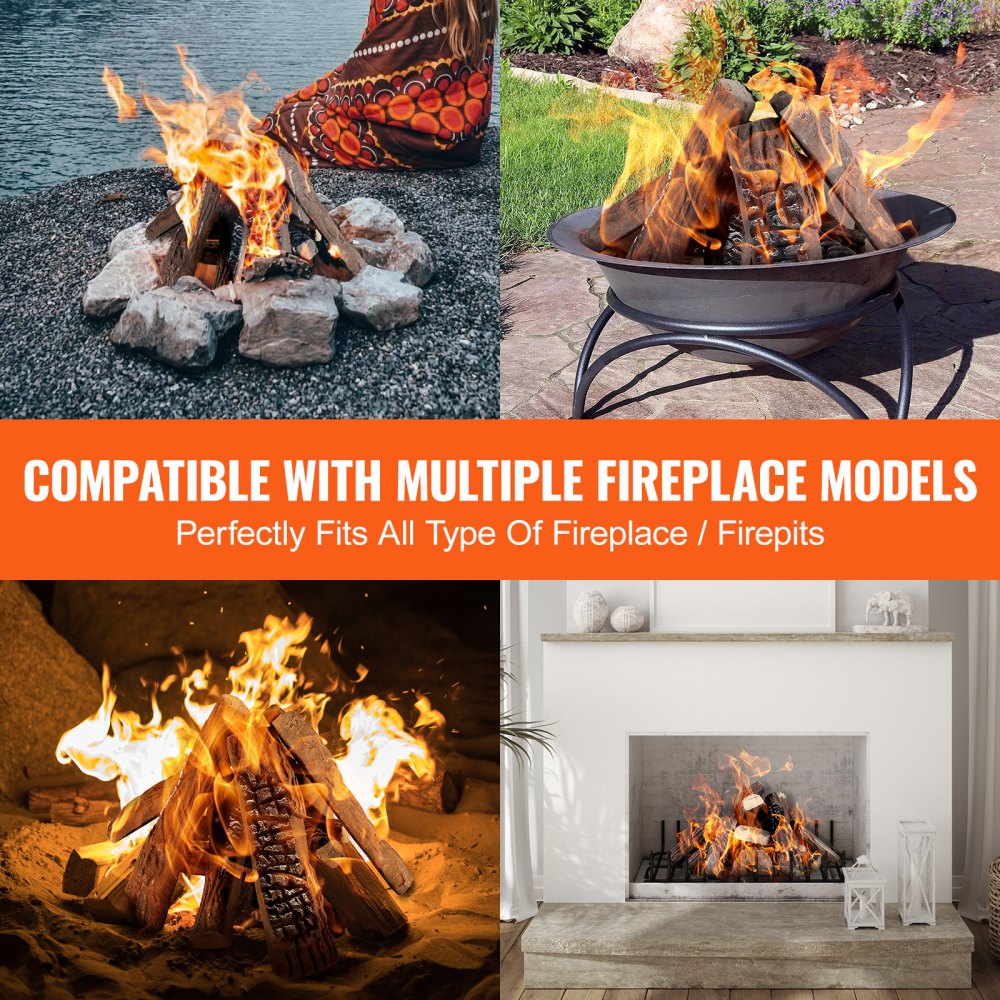 10 Pcs Gas Fireplace Logs, Large Ceramic Logs for Fireplace Decorative, Heat-Resistant Wood Log Gas Realistic Logs, Stackable Wood Branches for Gas Fireplace, Firebowl Indoor or Outdoor