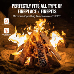 10 Pcs Gas Fireplace Logs, Large Ceramic Logs for Fireplace Decorative, Heat-Resistant Wood Log Gas Realistic Logs, Stackable Wood Branches for Gas Fireplace, Firebowl Indoor or Outdoor