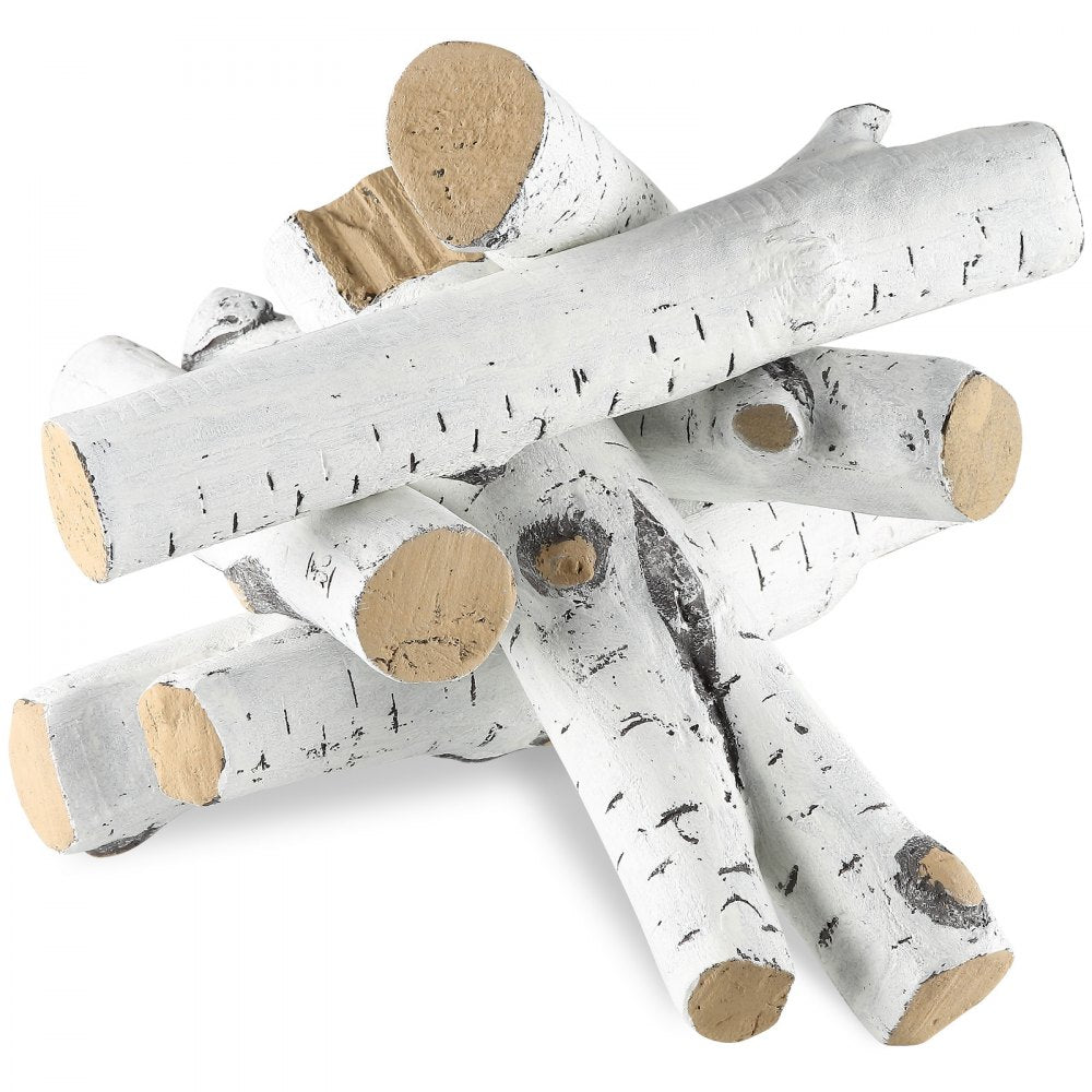 Bostome 6-piece ceramic birch gas fireplace logs with realistic shapes and heat resistance.