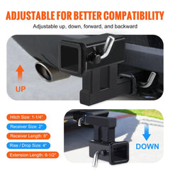 Hitch Adapter, 1-1/4" to 2" Receiver Hitch Extender Extension, Trailer Hitch Riser with 4" Rise/Drop, 6-1/2" Extension Length, 4000 lbs Towing Capacity, Hitch Pins, Bolt and Nut Included, Black
