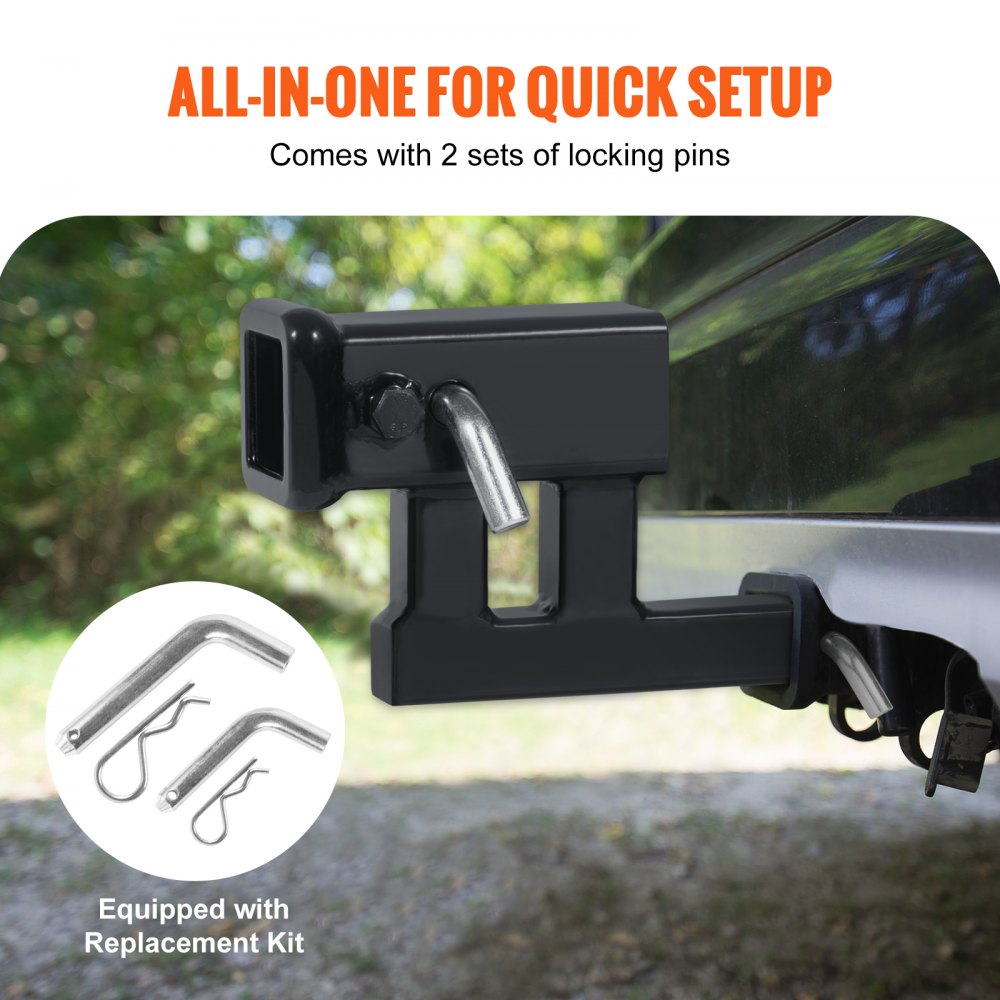 Hitch Adapter, 1-1/4" to 2" Receiver Hitch Extender Extension, Trailer Hitch Riser with 4" Rise/Drop, 6-1/2" Extension Length, 4000 lbs Towing Capacity, Hitch Pins, Bolt and Nut Included, Black