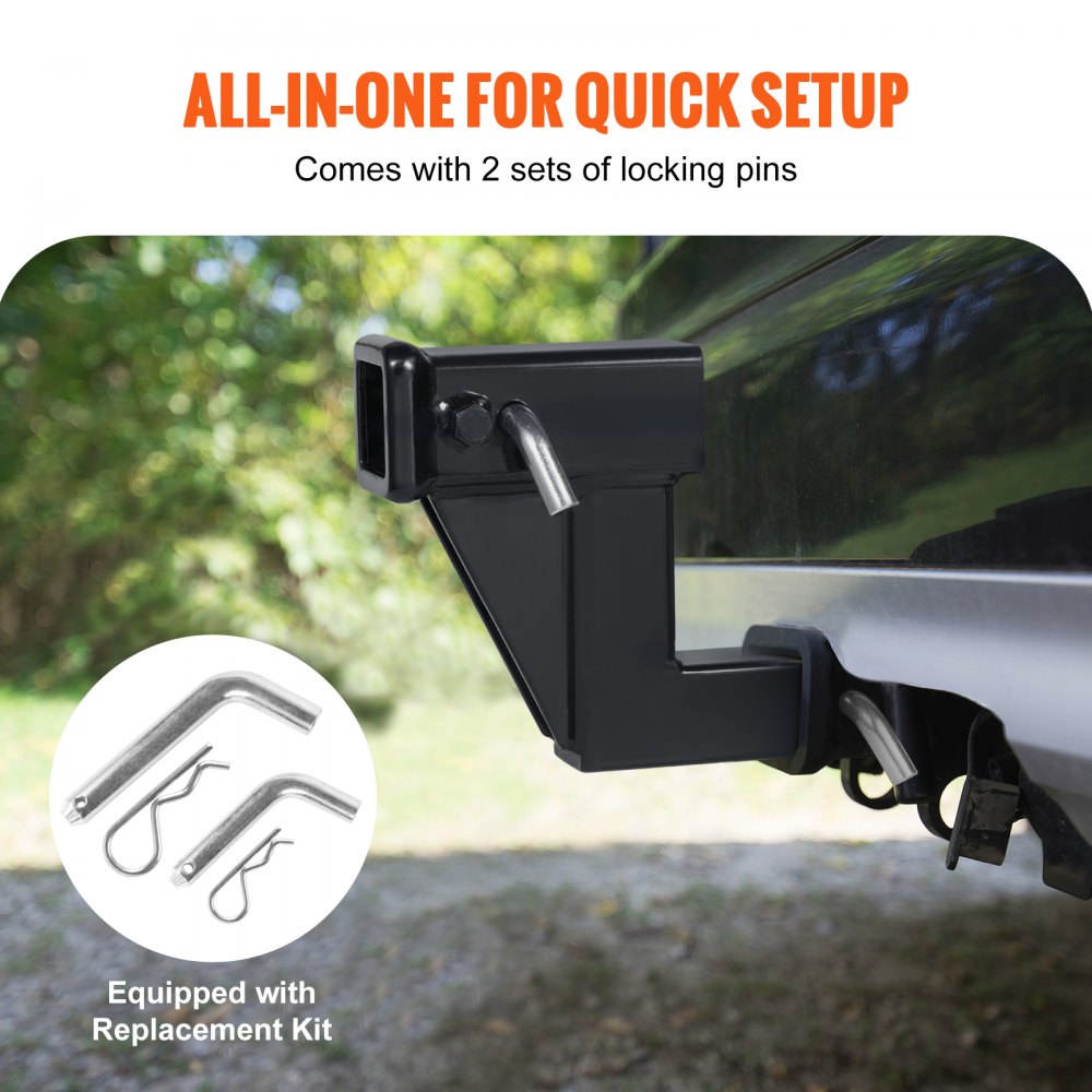 Trailer Hitch Riser, for 2" Receiver with 6" Rise/Drop, Trailer Receiver Hitch Extender Extension Adapter, 7" and 9" Extension Length, 4000 lbs Max Towing Capacity, Hitch Pins Included, Black
