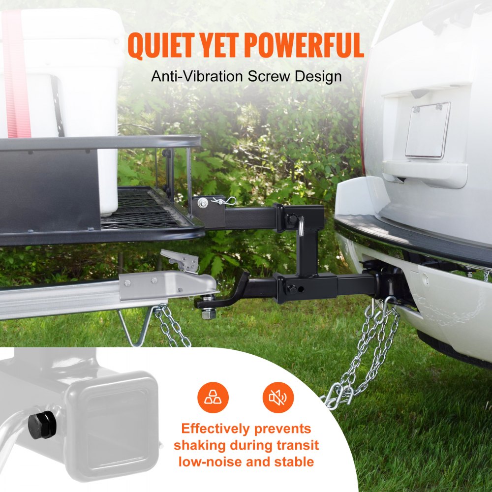 Dual Hitch Extension, for 2" Trailer Hitch Receiver, Hitch Adapter Extender to 10" Max Adjustable Length, 7-1/2" Rise/Drop, 4000 lbs Towing Capacity, Hitch Pins, Bolt and Nut Kit Included, Black
