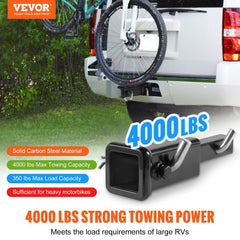 Trailer Hitch Extender, 1-1/4" to 2" Receiver Hitch Adapter, Trailer Hitch Extension Tube Extender, 6" Extension Length, 4000 lbs Towing Capacity, Hitch Pins, Clips, Bolt and Nut Included, Black