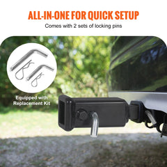Trailer Hitch Extender, 1-1/4" to 2" Receiver Hitch Adapter, Trailer Hitch Extension Tube Extender, 6" Extension Length, 4000 lbs Towing Capacity, Hitch Pins, Clips, Bolt and Nut Included, Black