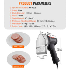 Electric Shawarma Knife, 80W Professional Turkish Kebab Knife, Commercial Stainless Steel Gyro Cutter, Doner Kebab Meat Slicer with 2 Blades, Φ4"/100mm Blade Diameter, 0-8mm Adjustable Thickness