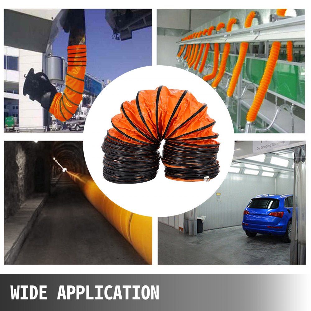 16 FT PVC Flexible Duct Hosing for 12 INCH Exhaust Fan, Orange
