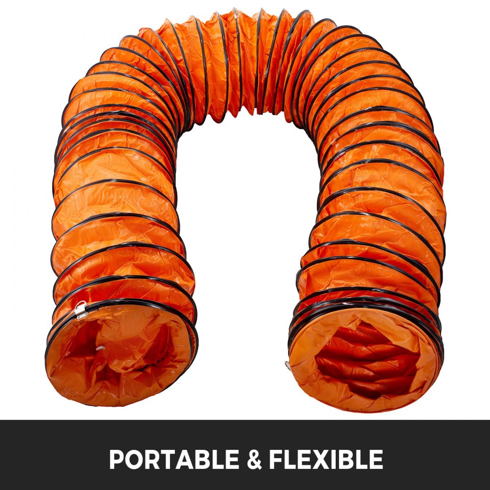 25ft Ducting Hose, PVC Flexible Duct Hosing with S Hook & Steel Support for 8inch Utility Blower