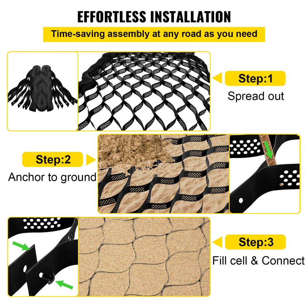 Ground Grid, 1885 lbs per Sq Ft Load Geo Grid, 3" Depth Permeable Stabilization System for DIY Patio, Walkway, Shed Base, Light Vehicle Driveway, Parking Lot, Grass, and Gravel