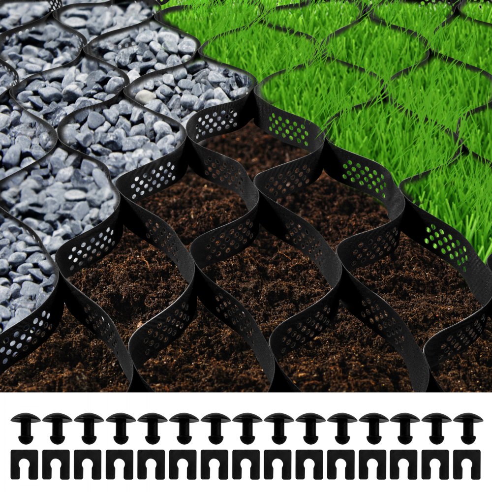 Ground Grid, 1885 lbs per Sq Ft Load Geo Grid, 3" Depth Permeable Stabilization System for DIY Patio, Walkway, Shed Base, Light Vehicle Driveway, Parking Lot, Grass, and Gravel