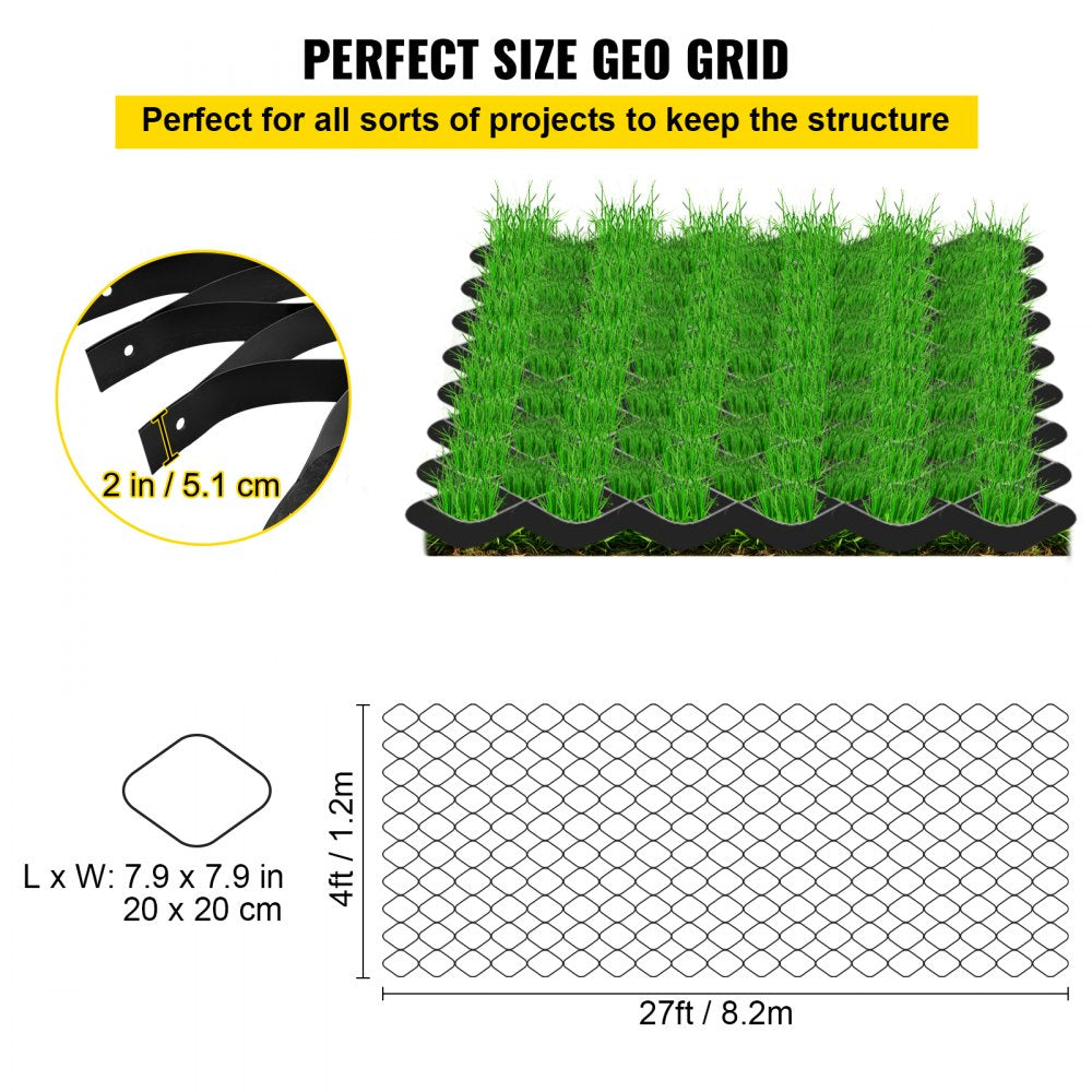 Ground Grid, 1885 lbs per Sq Ft Load Geo Grid, 2" Depth Permeable Stabilization System for DIY Patio, Walkway, Shed Base, Light Vehicle Driveway, Parking Lot, Grass, and Gravel
