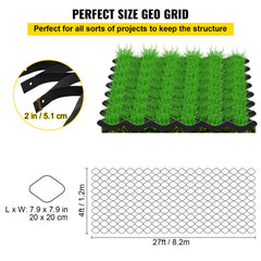 Ground Grid, 1885 lbs per Sq Ft Load Geo Grid, 2" Depth Permeable Stabilization System for DIY Patio, Walkway, Shed Base, Light Vehicle Driveway, Parking Lot, Grass, and Gravel