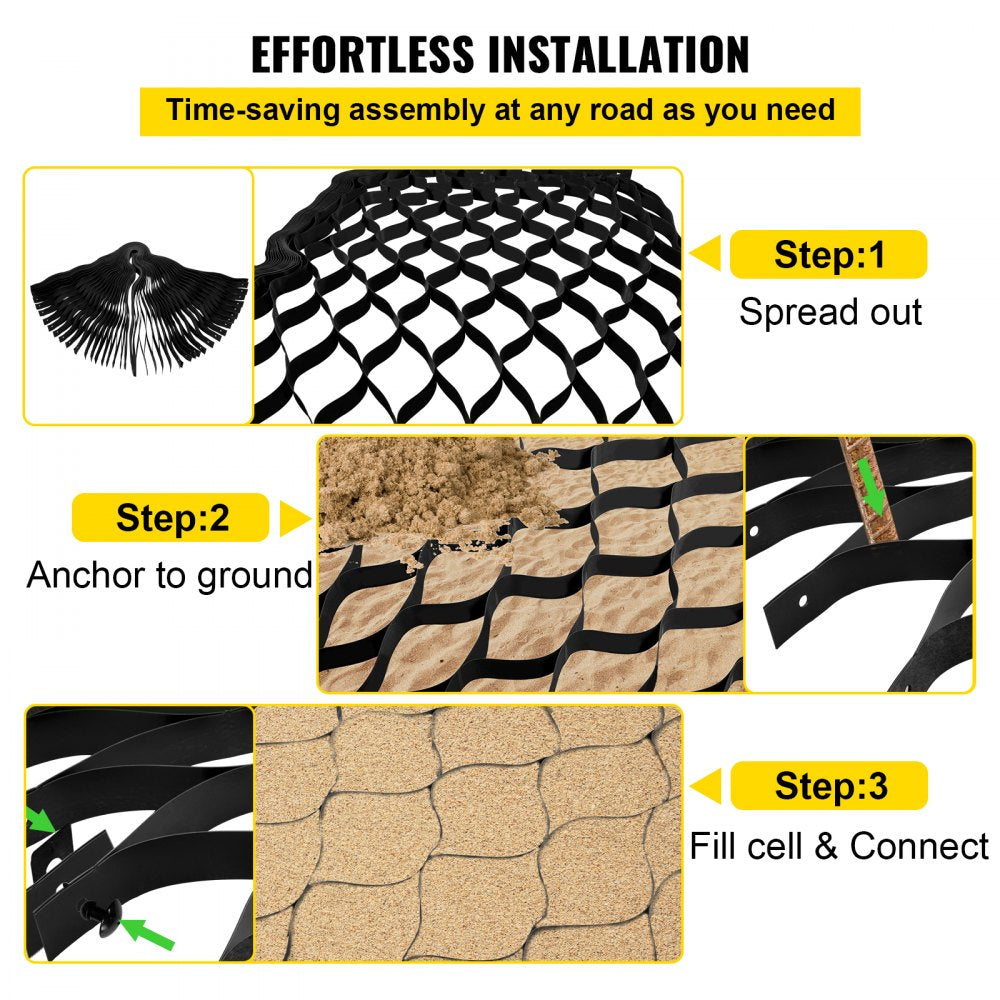 Ground Grid, 1885 lbs per Sq Ft Load Geo Grid, 2" Depth Permeable Stabilization System for DIY Patio, Walkway, Shed Base, Light Vehicle Driveway, Parking Lot, Grass, and Gravel