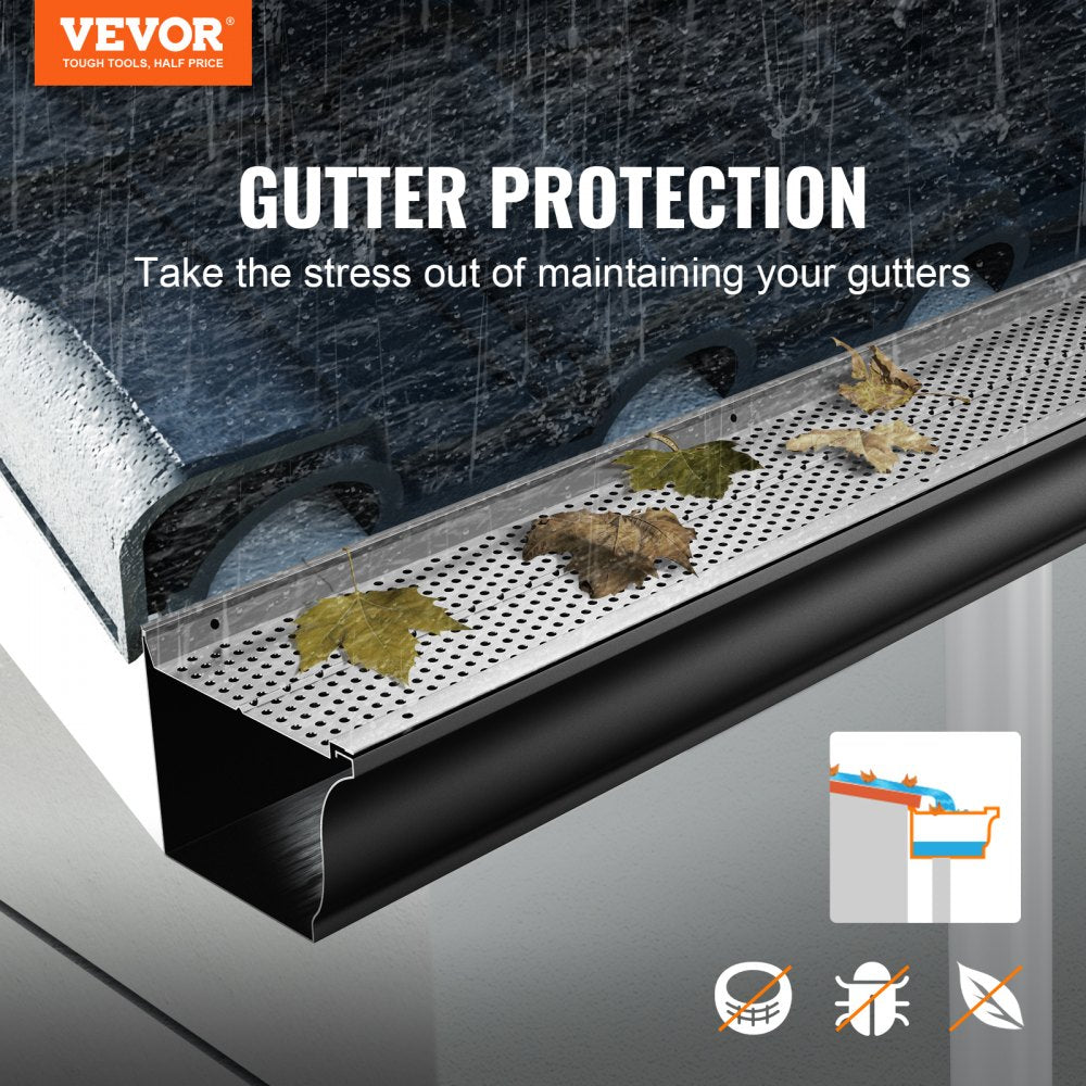Bostome 5" aluminum gutter guard with precision mesh, designed to block leaves and debris.