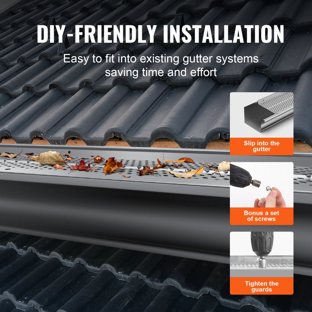 Bostome 5-inch aluminum gutter guard with precision mesh and customizable pieces for easy installation.