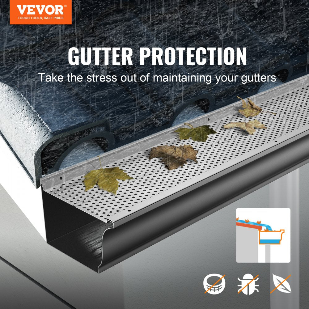 Bostome 6-inch aluminum gutter guard with 0.157-inch mesh holes for effective debris blocking.