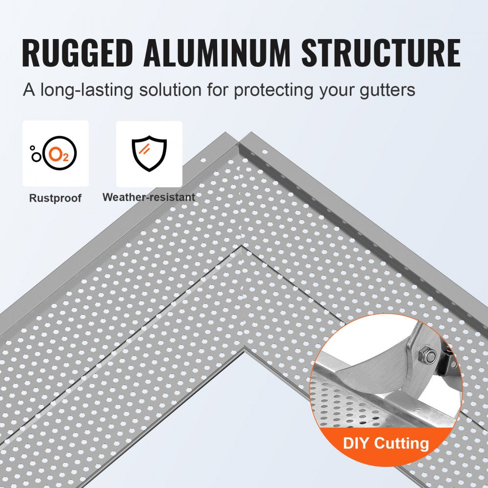 Bostome 6-inch aluminum gutter guard with 104ft leaf filter cover and precision mesh holes.