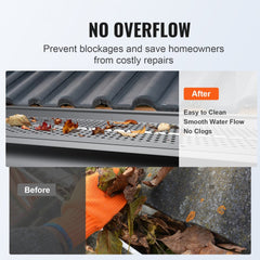 Bostome 6-inch aluminum gutter guard with 104ft leaf filter cover and precision mesh holes.